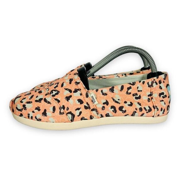 Toms Alpargata Slip-on Loafers Salmon Pebbled Leopard Print Women's 5 - Picture 2 of 11